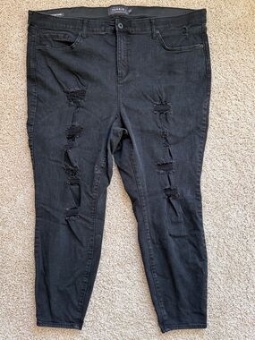 Torrid Black Ripped Sky-High Skinny Jeans for Women